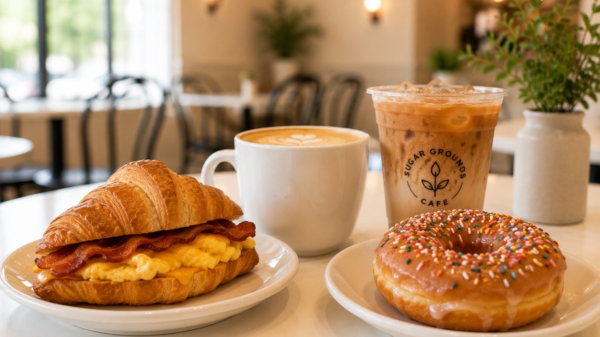 Breakfast sandwich, avocado toast, and breakfast bowl at Sugar Grounds Cafe