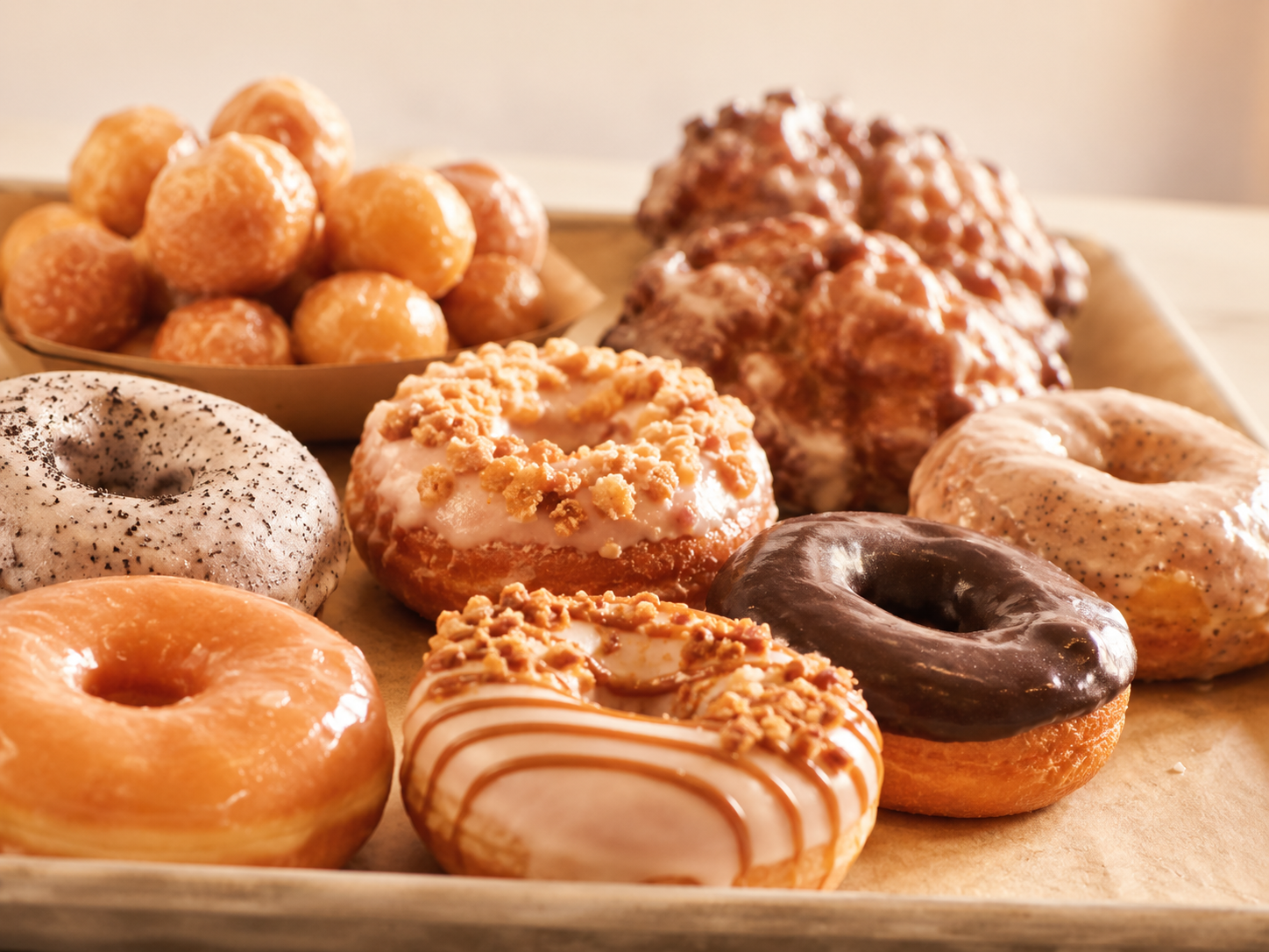 Fresh in-house donuts and fritters at Sugar Grounds Cafe