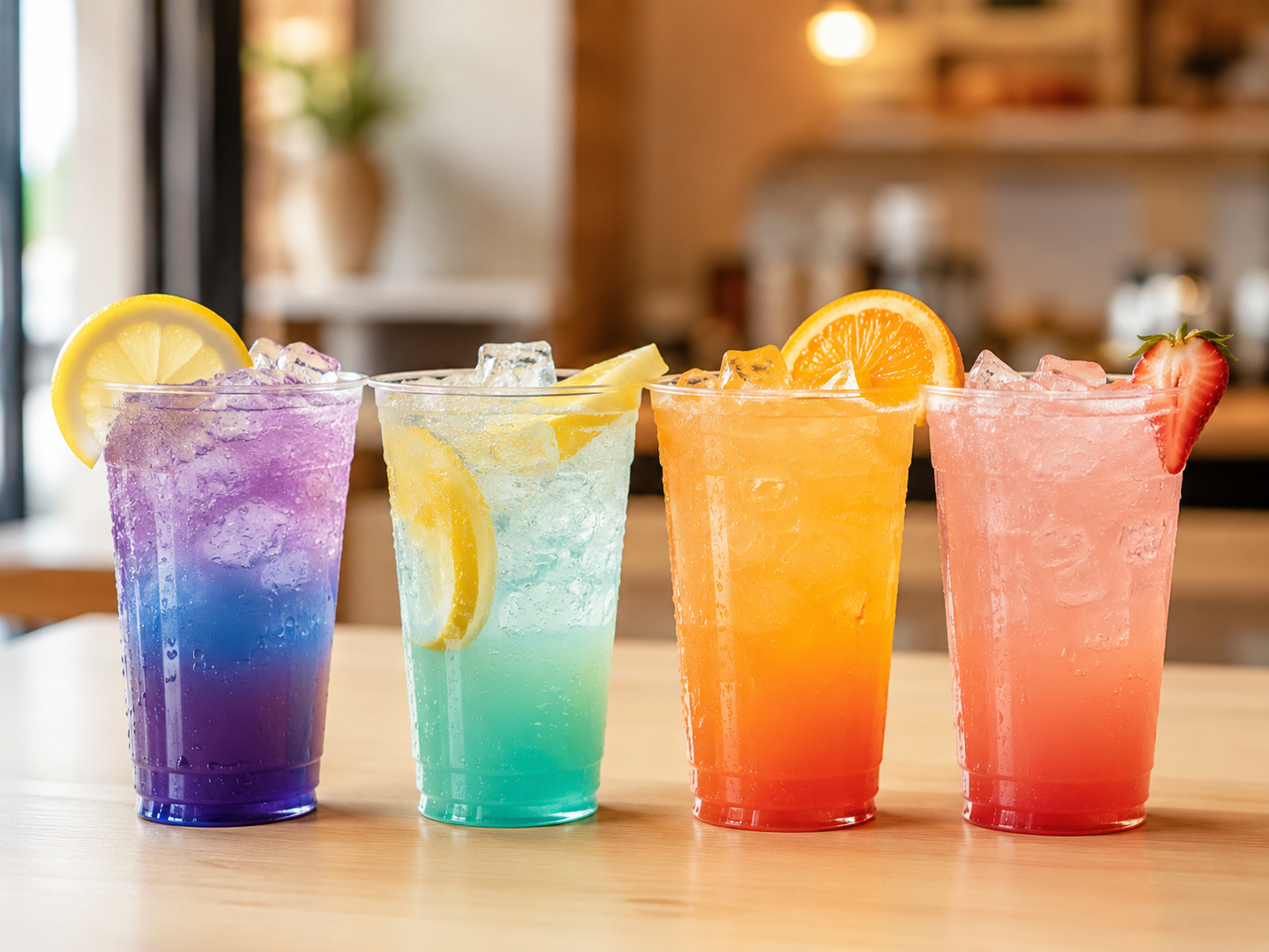 Colorful Lotus energy drinks at Sugar Grounds Cafe
